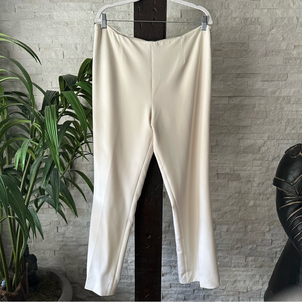 RALPH LAUREN Black Label Cream “Alandra” Crepe Wool Blend Trousers Size 14